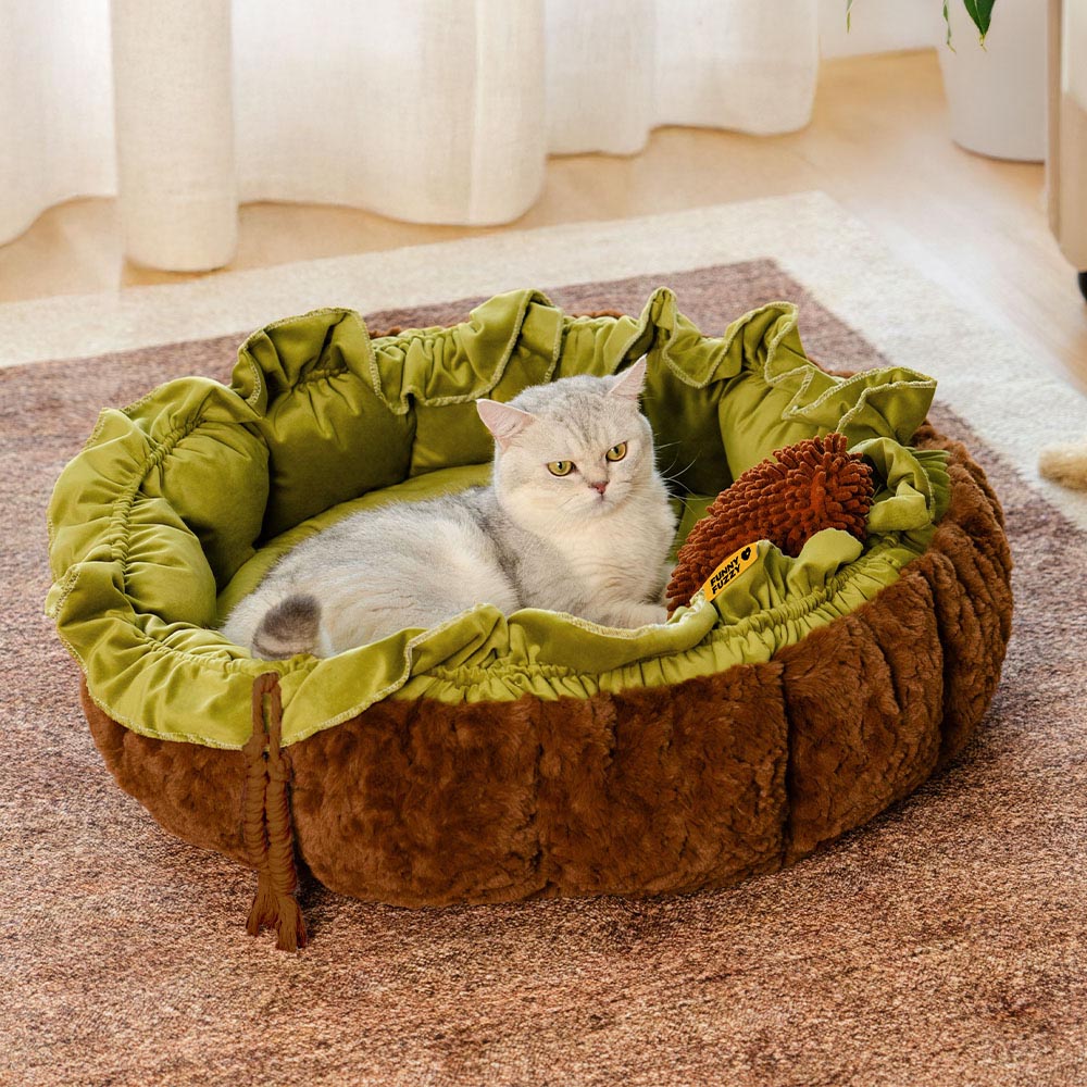 Letto per cani calmante regolabile ispirato alla natura - nido di peluche