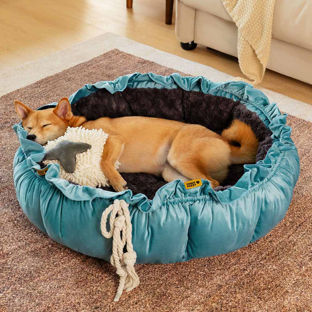 Letto per cani calmante regolabile ispirato alla natura - nido di peluche
