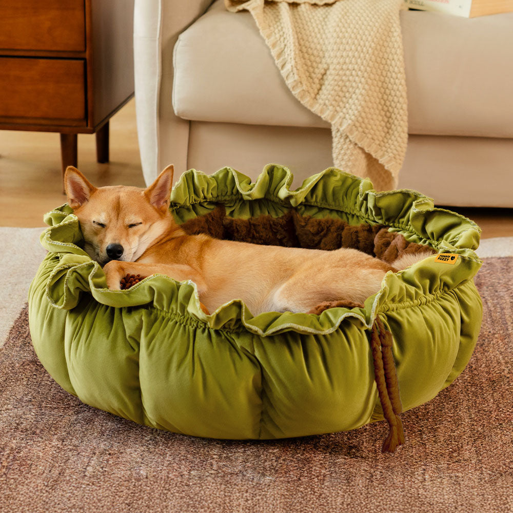 Letto per cani calmante regolabile ispirato alla natura - nido di peluche