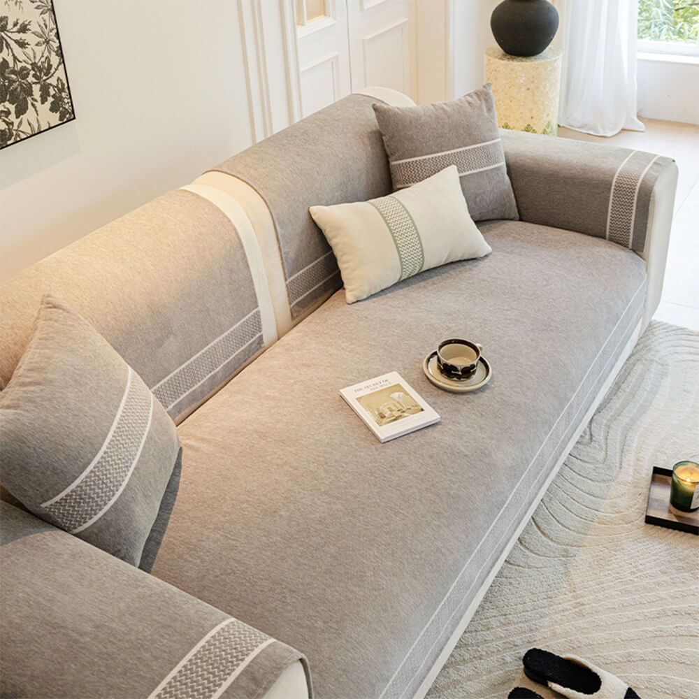 Coperchio di divano a graffio di Chenille Jacquard Wide Edge Design