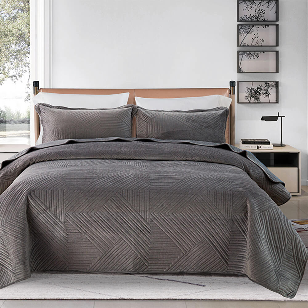 Cama de terciopelo de cristal acolchado geométrico casual caliente