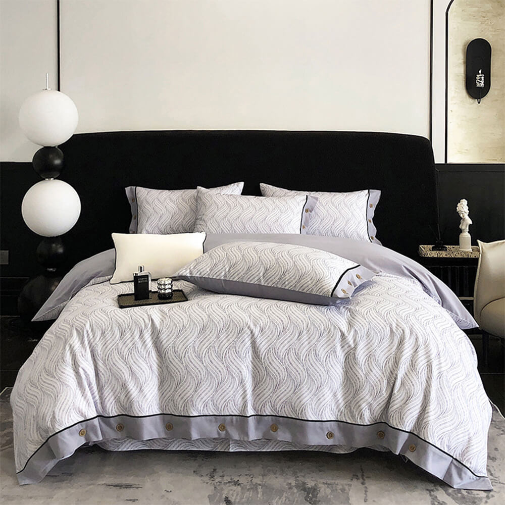 <tc>Color</tc>Juego de sábanas con botones de algodón cepillado ultrasuave y geométrico