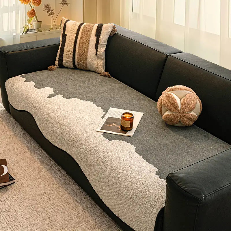Herringbone chenille elegante decoración de sofá transpirable cubierta de sofá sin deslizamiento