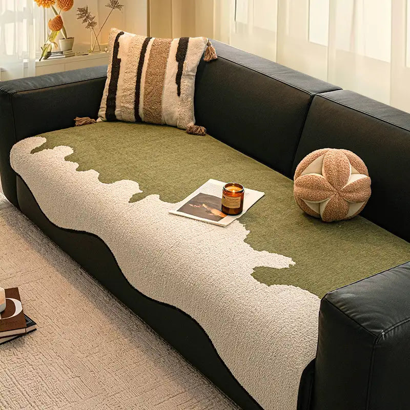 Herringbone chenille elegante decoración de sofá transpirable cubierta de sofá sin deslizamiento