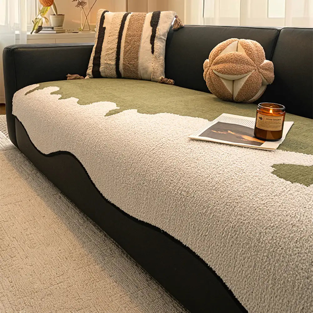 Herringbone chenille elegante decoración de sofá transpirable cubierta de sofá sin deslizamiento