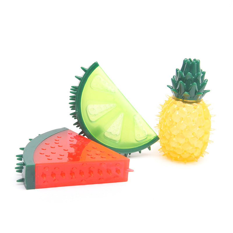 Toy de perro de fruta congelada llena de agua de goma de goma