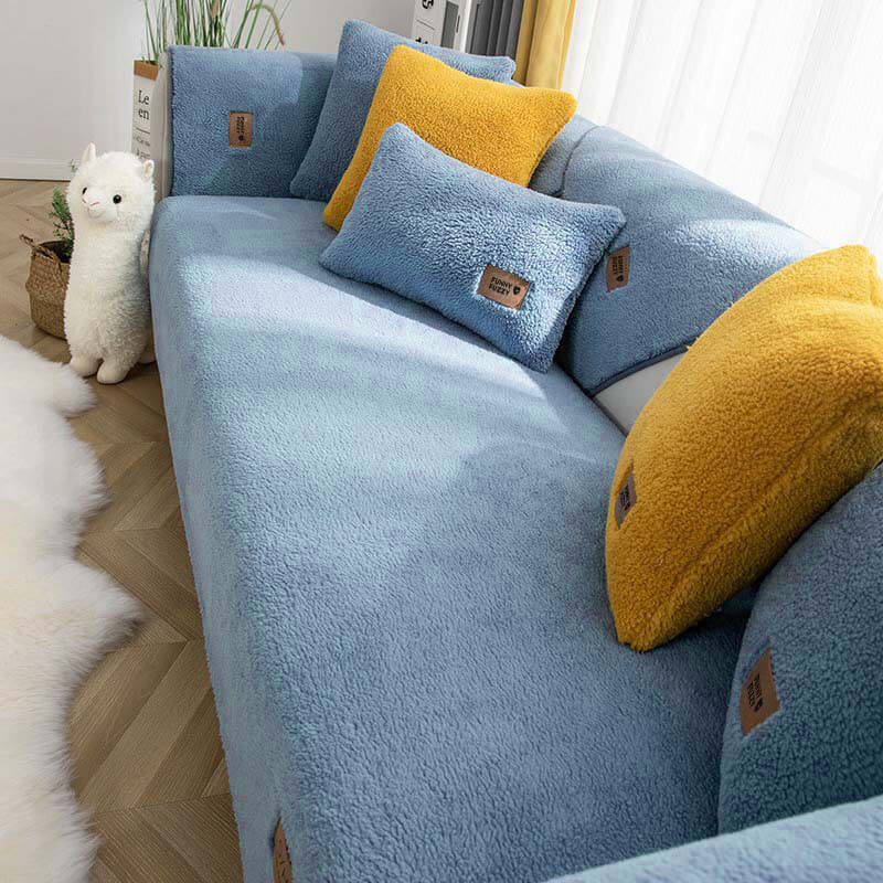 Impermeable grueso Fuzzy Faux Sherpa Fleece No-Slip Couch Couch Cover Protector
