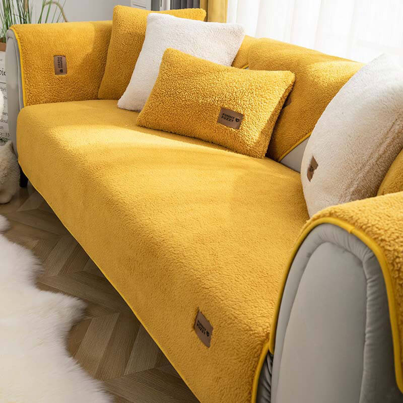 Impermeable grueso Fuzzy Faux Sherpa Fleece No-Slip Couch Couch Cover Protector