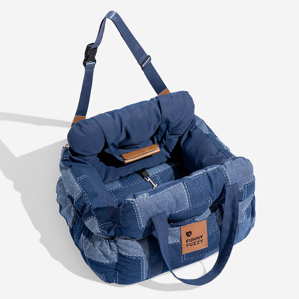 Bolstia de seguridad de viaje para el asiento de asiento de automóvil de perrito de mezclilla