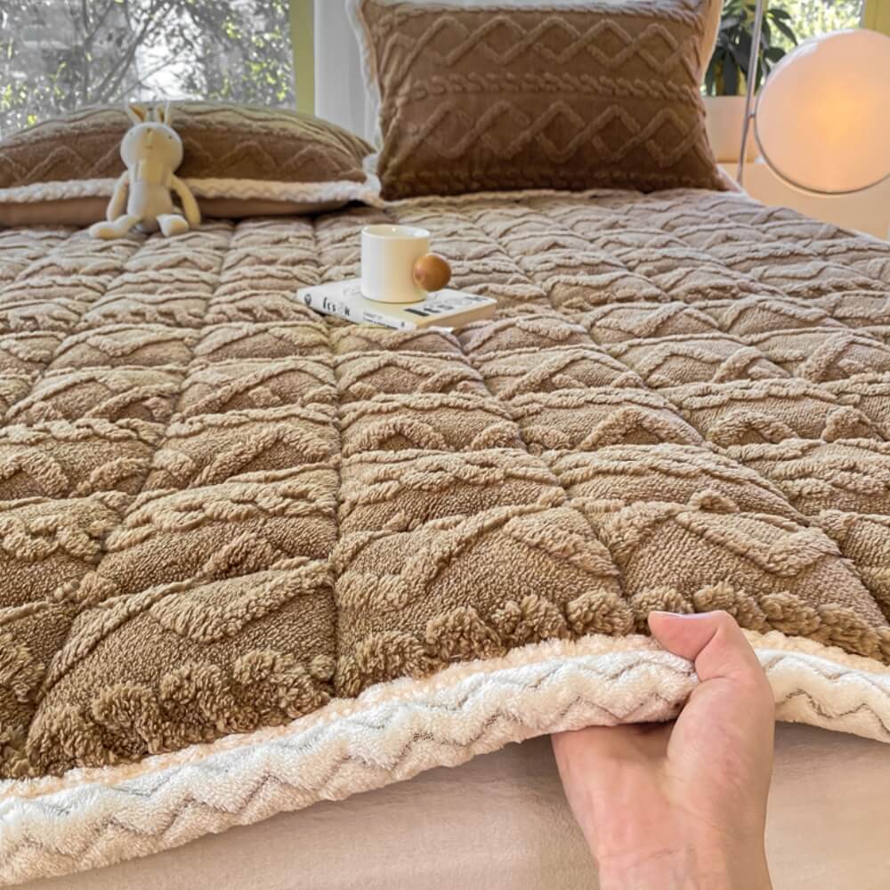 Peluche jacquard contorto spessa comoda materasso non slip