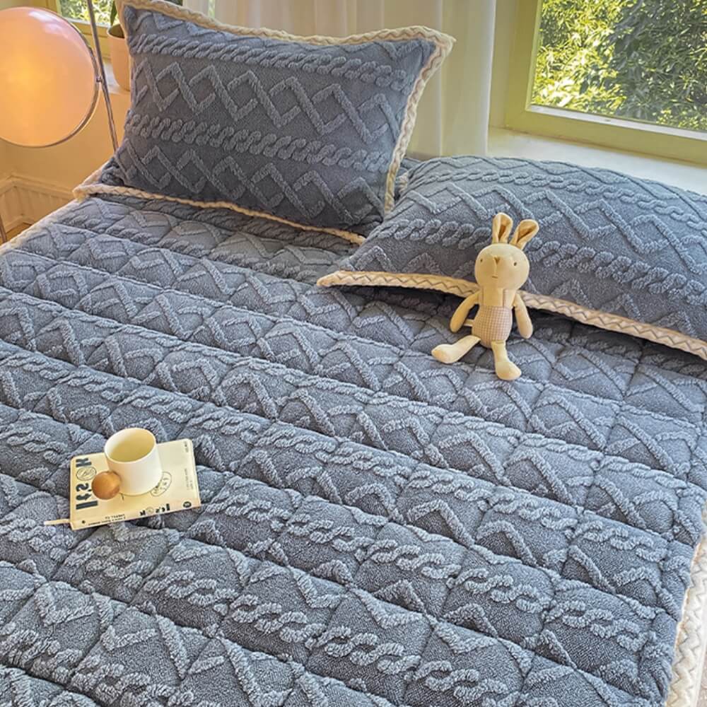 Peluche jacquard contorto spessa comoda materasso non slip