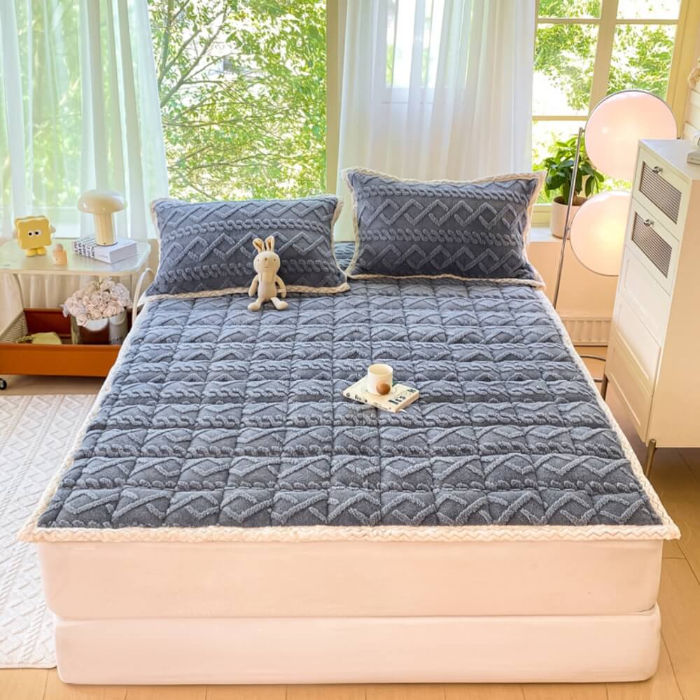 Peluche jacquard contorto spessa comoda materasso non slip