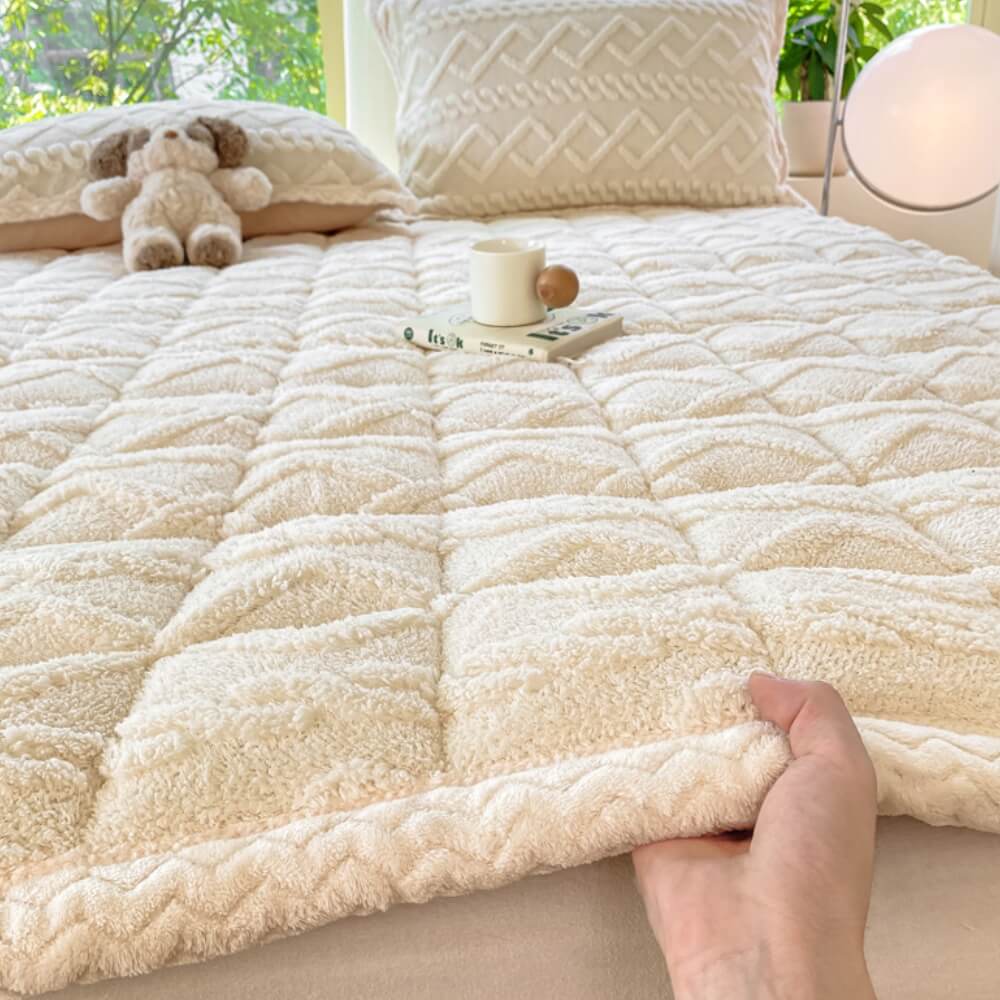 Peluche jacquard contorto spessa comoda materasso non slip