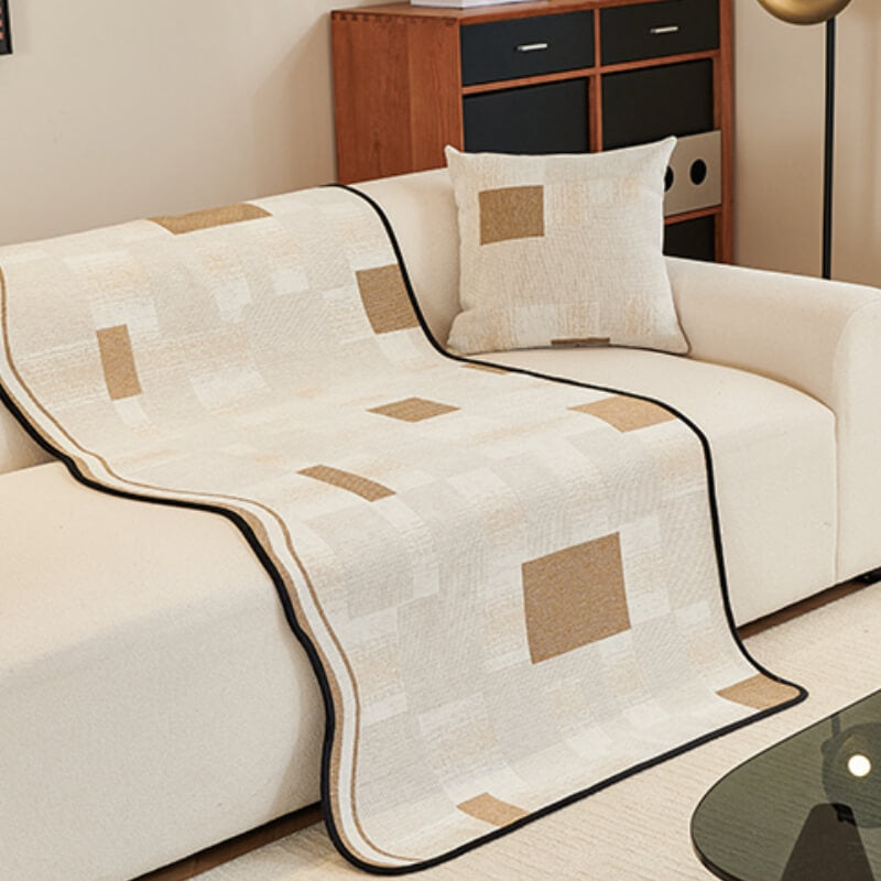 Motivo di azzo di aringone durevole Coperchio di divano anti-slip con finiture ondulate-Resistente ai graffi per animali domestici