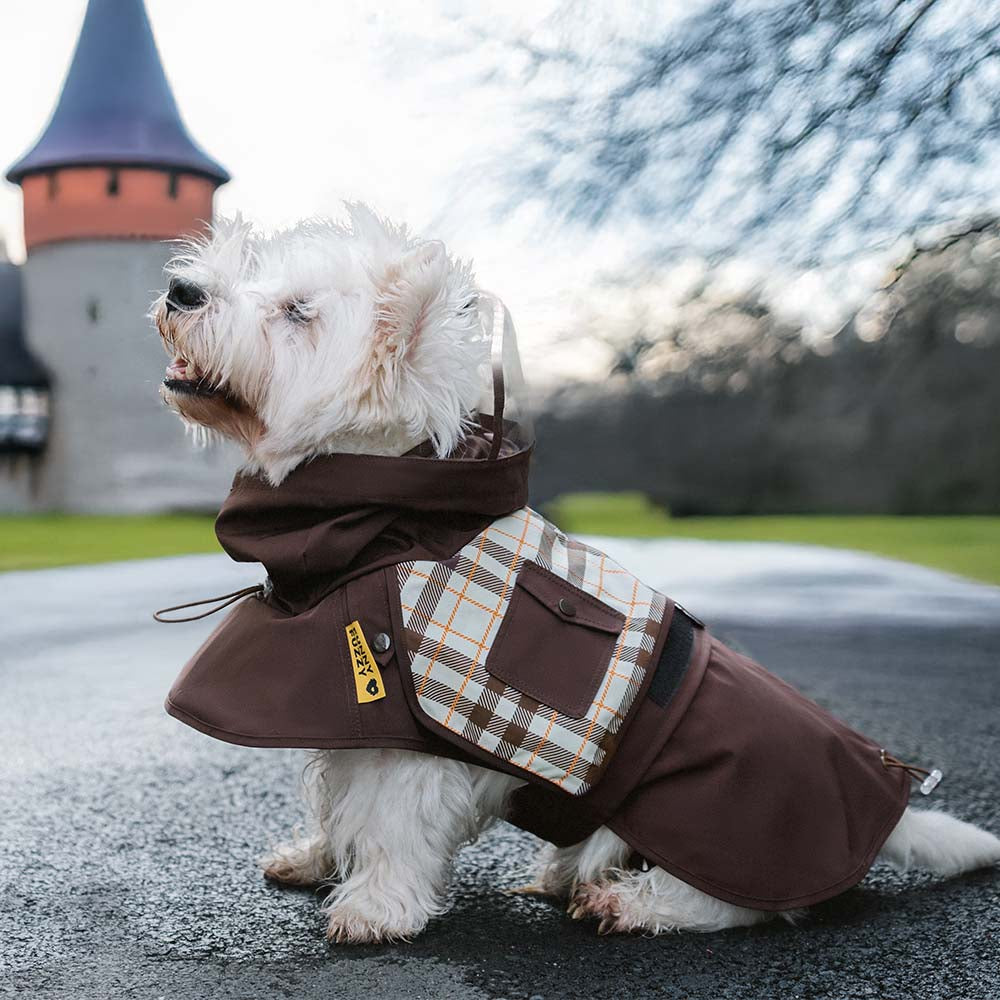 Imperméable réglable à carreaux vintage pour chien - Protection contre les intempéries