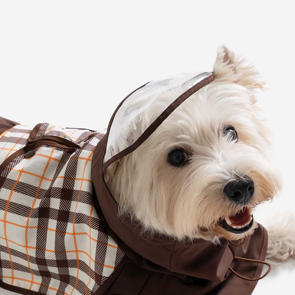 Imperméable réglable à carreaux vintage pour chien - Protection contre les intempéries