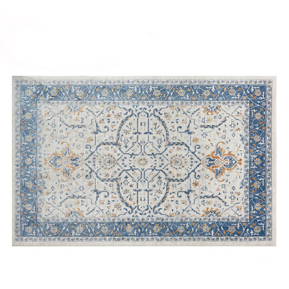 Haustierfreundlicher Vintage-Teppich in Blau und Creme – zeitlose Eleganz für Ihr Zuhause