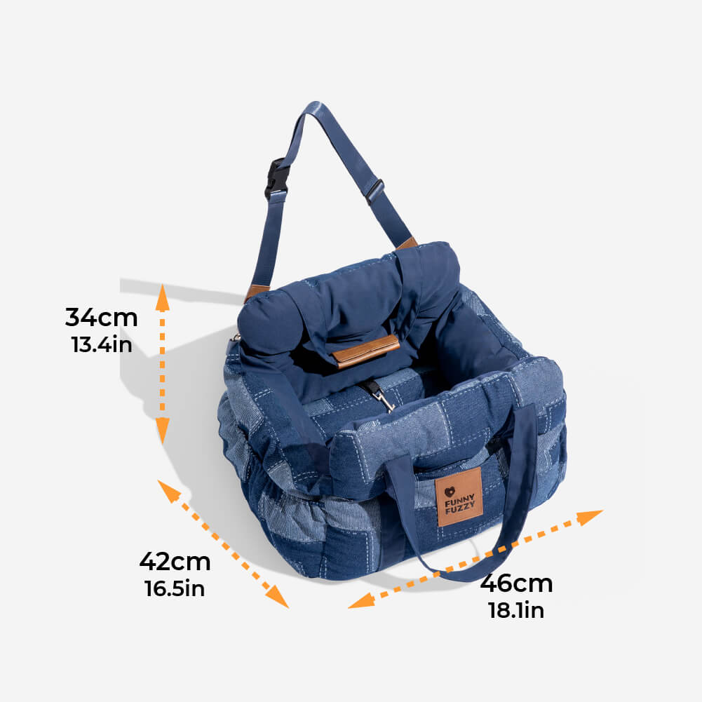 Bolstia de seguridad de viaje para el asiento de asiento de automóvil de perrito de mezclilla