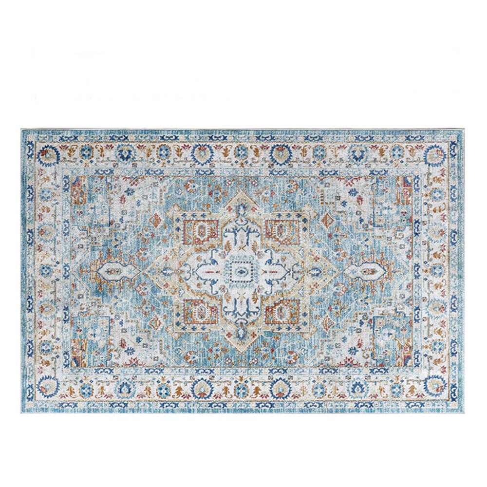 Haustierfreundlicher Vintage-Teppich in Blau und Creme – zeitlose Eleganz für Ihr Zuhause