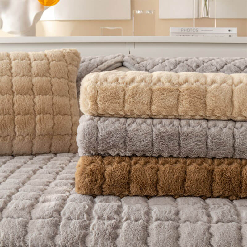 Coperchio di divano non slip morbido peluche di peluche biscotti