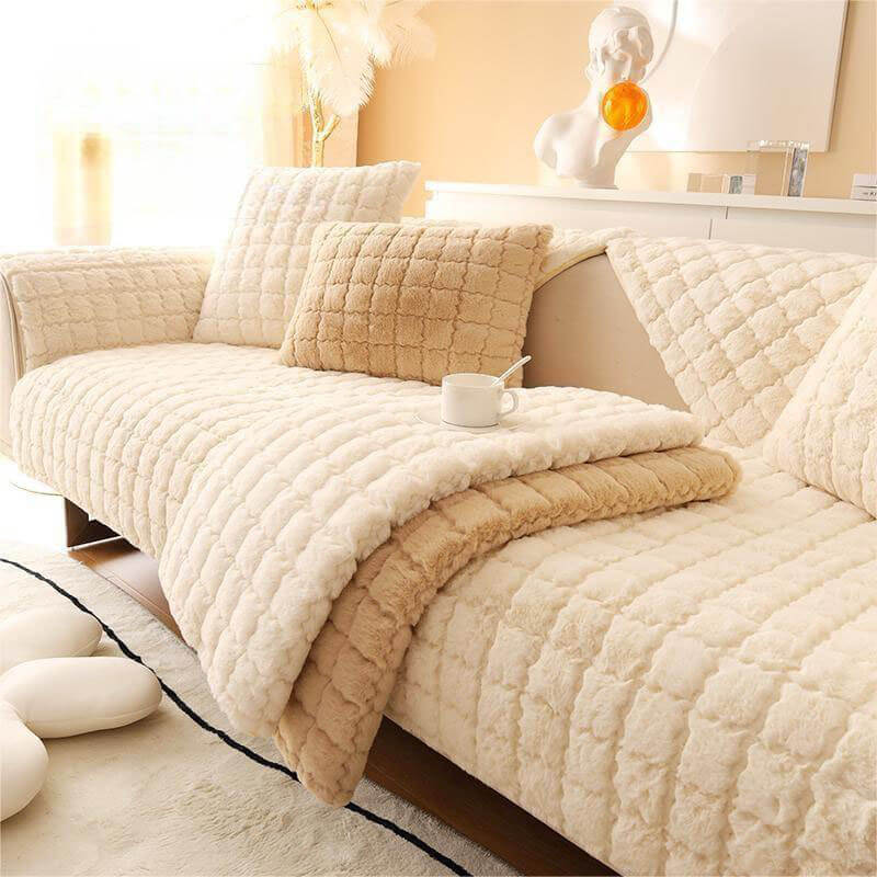 Coperchio di divano non slip morbido peluche di peluche biscotti