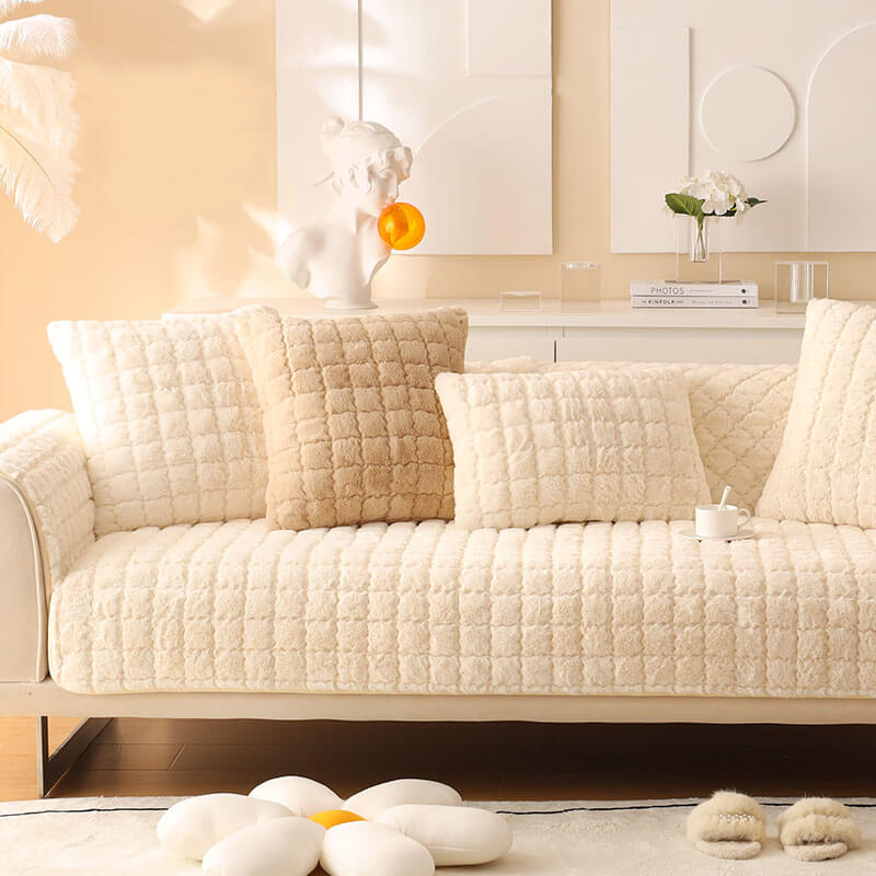 Coperchio di divano non slip morbido peluche di peluche biscotti