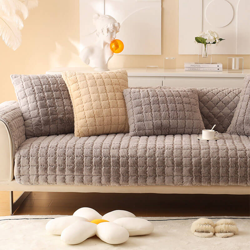 Coperchio di divano non slip morbido peluche di peluche biscotti