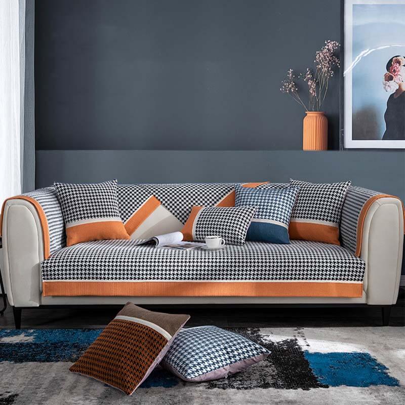 Coperchio di divano non slip Classic Houndshooth Stampa Chenille