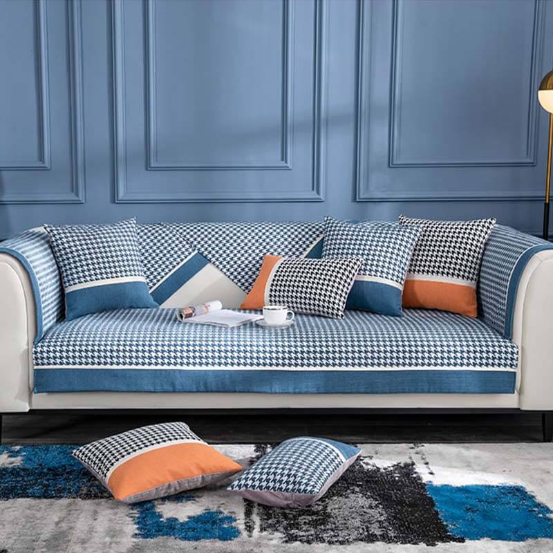 Coperchio di divano non slip Classic Houndshooth Stampa Chenille