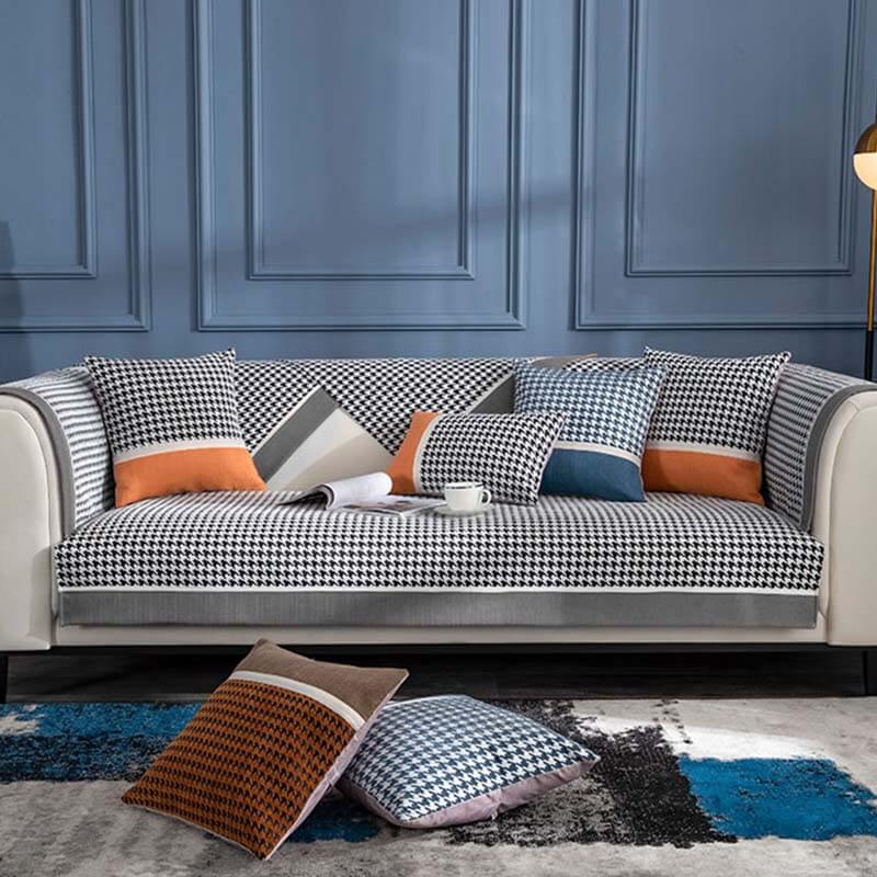 Coperchio di divano non slip Classic Houndshooth Stampa Chenille