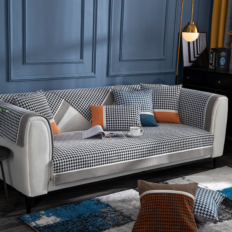 Coperchio di divano non slip Classic Houndshooth Stampa Chenille