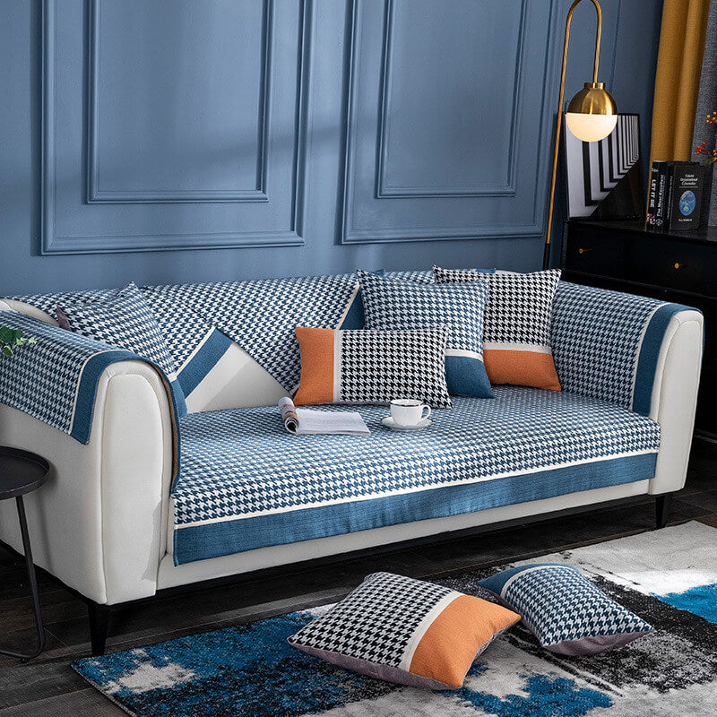 Coperchio di divano non slip Classic Houndshooth Stampa Chenille