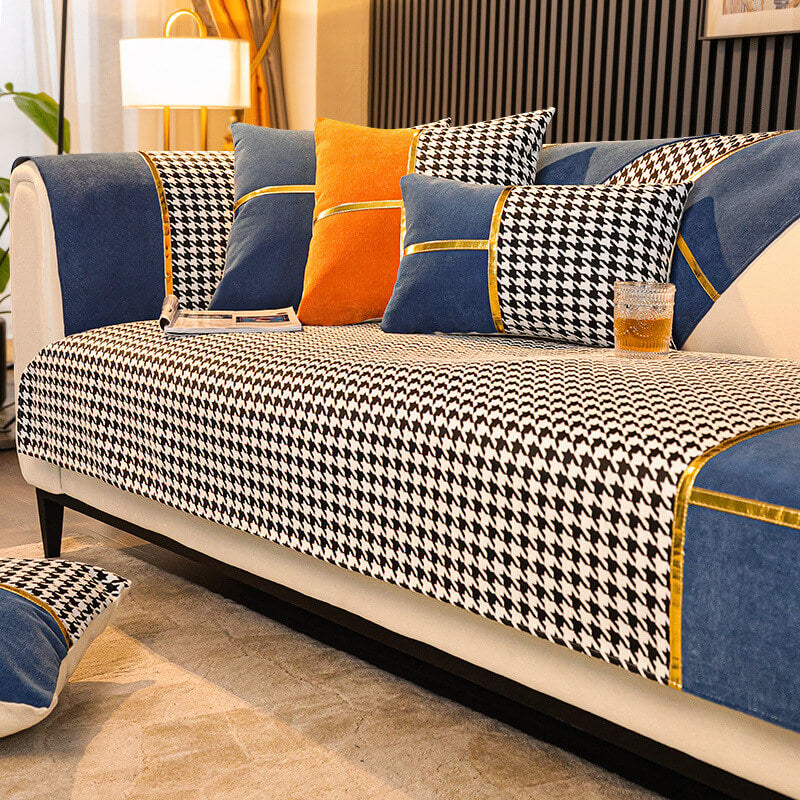 Coperchio di divano non slip Classic Houndshooth Stampa Chenille