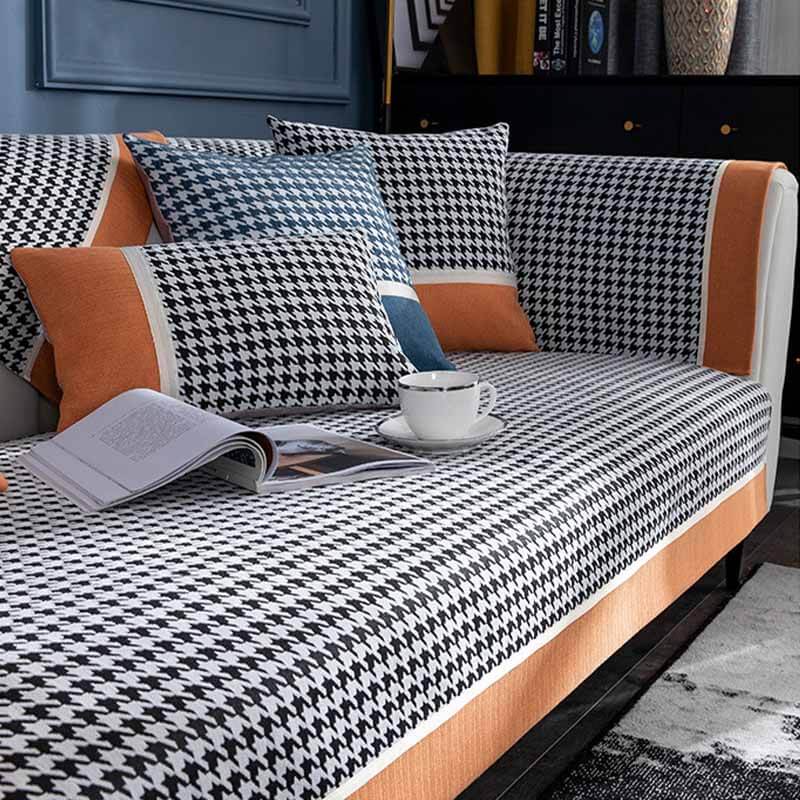 Coperchio di divano non slip Classic Houndshooth Stampa Chenille