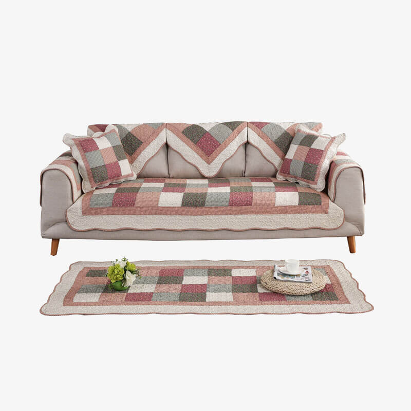 Coperchio di divano non slip lavabile trapuntato in cotone