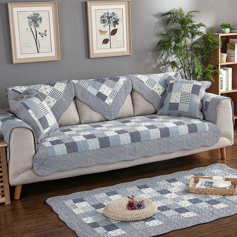 Coperchio di divano non slip lavabile trapuntato in cotone