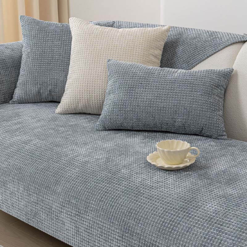 Delicate Waffle Chenille Fabric Furniture Protector Cover