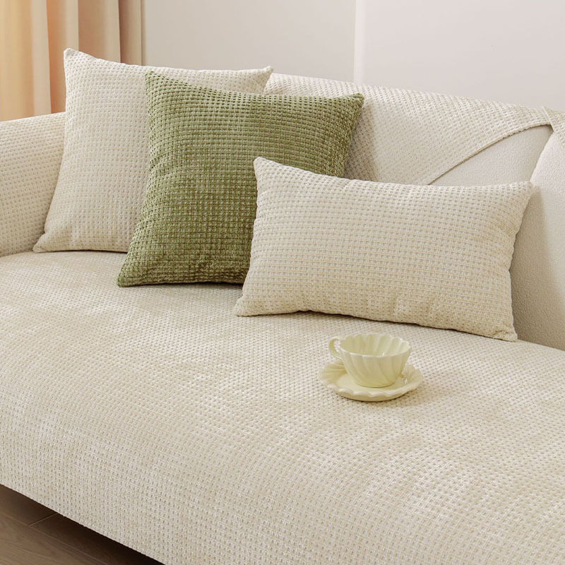 Delicate Waffle Chenille Fabric Furniture Protector Cover