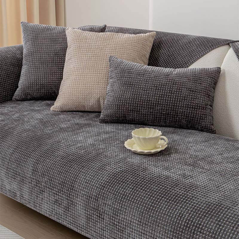 Delicate Waffle Chenille Fabric Furniture Protector Cover