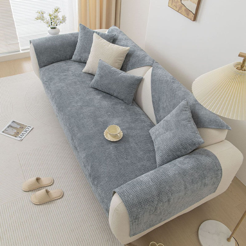 Delicate Waffle Chenille Fabric Furniture Protector Cover