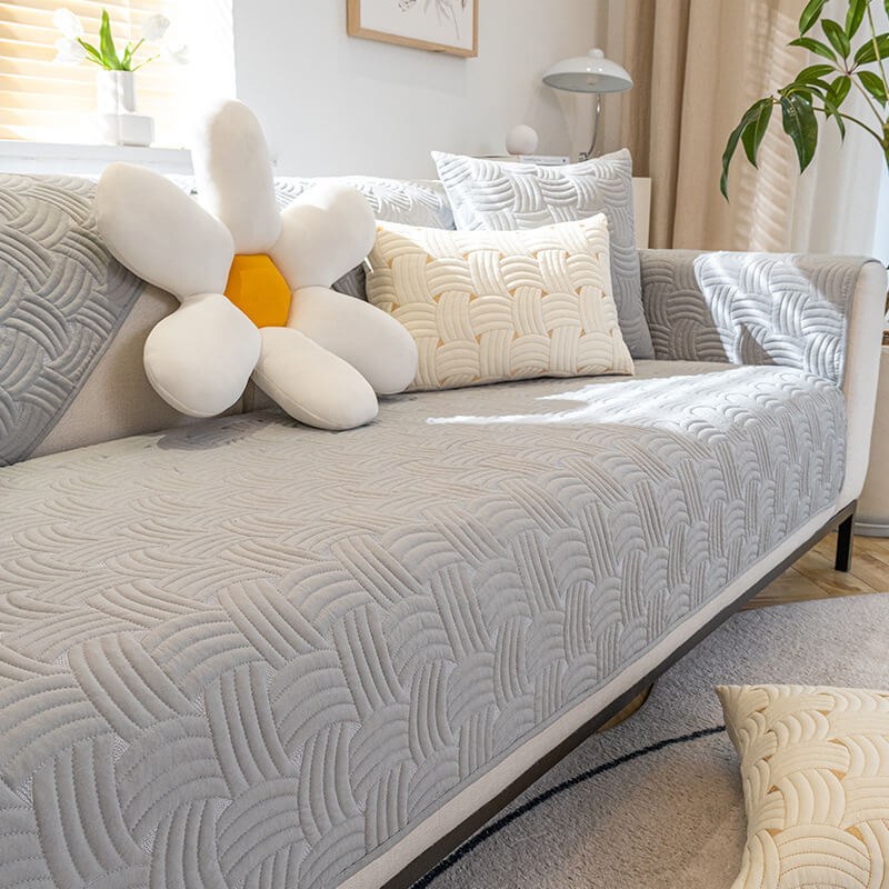 Coperchio di divano sezionale trapuntato in cotone trapunte.