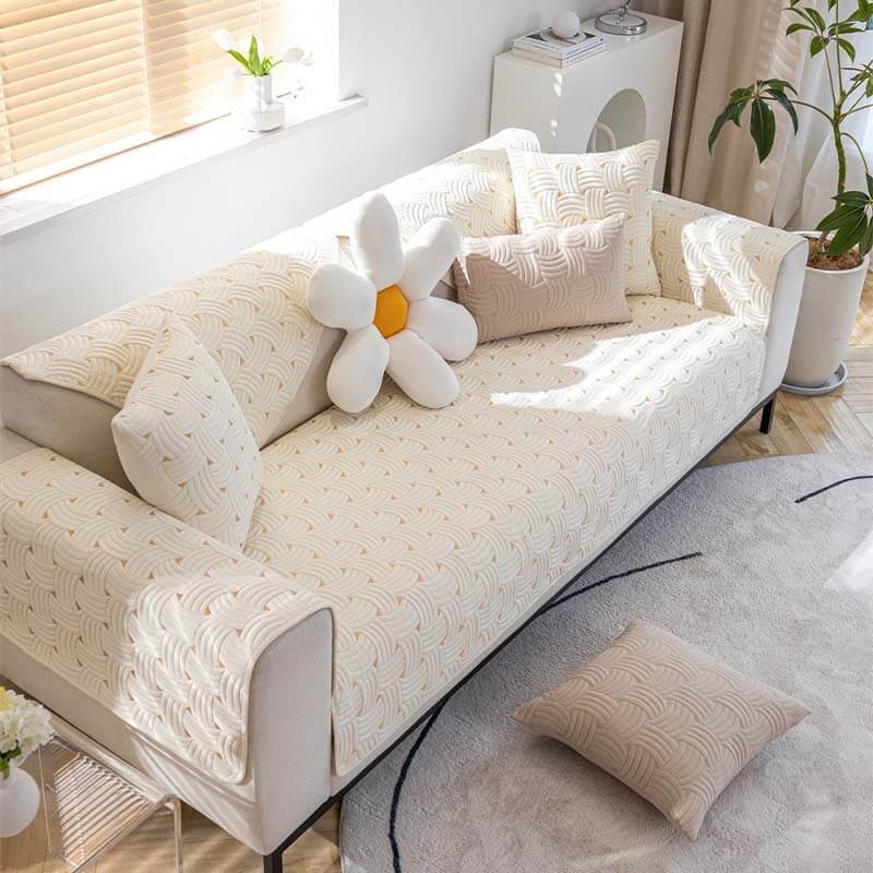 Coperchio di divano sezionale trapuntato in cotone trapunte.