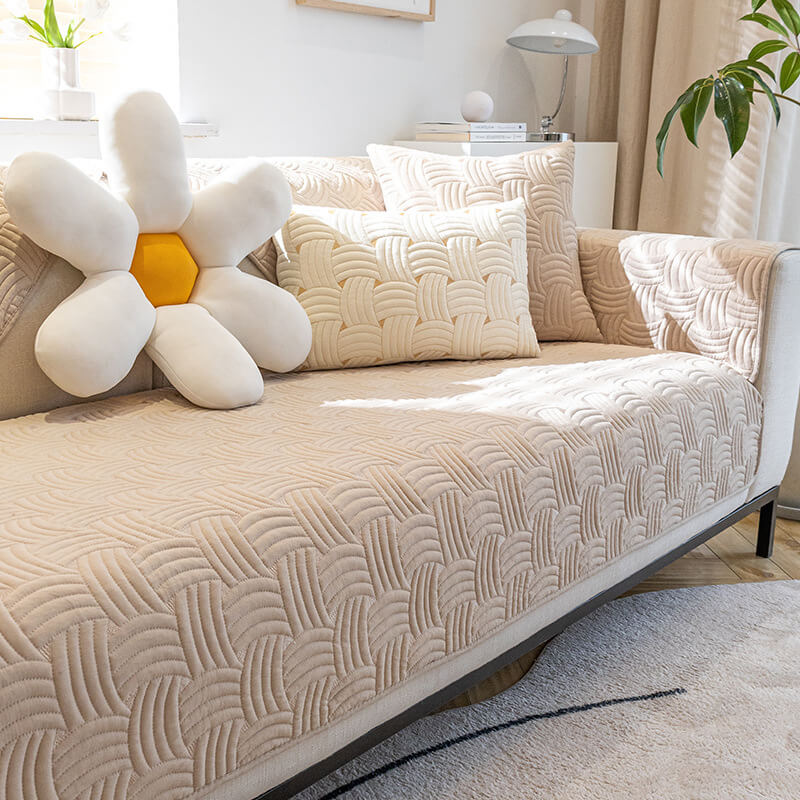 Coperchio di divano sezionale trapuntato in cotone trapunte.