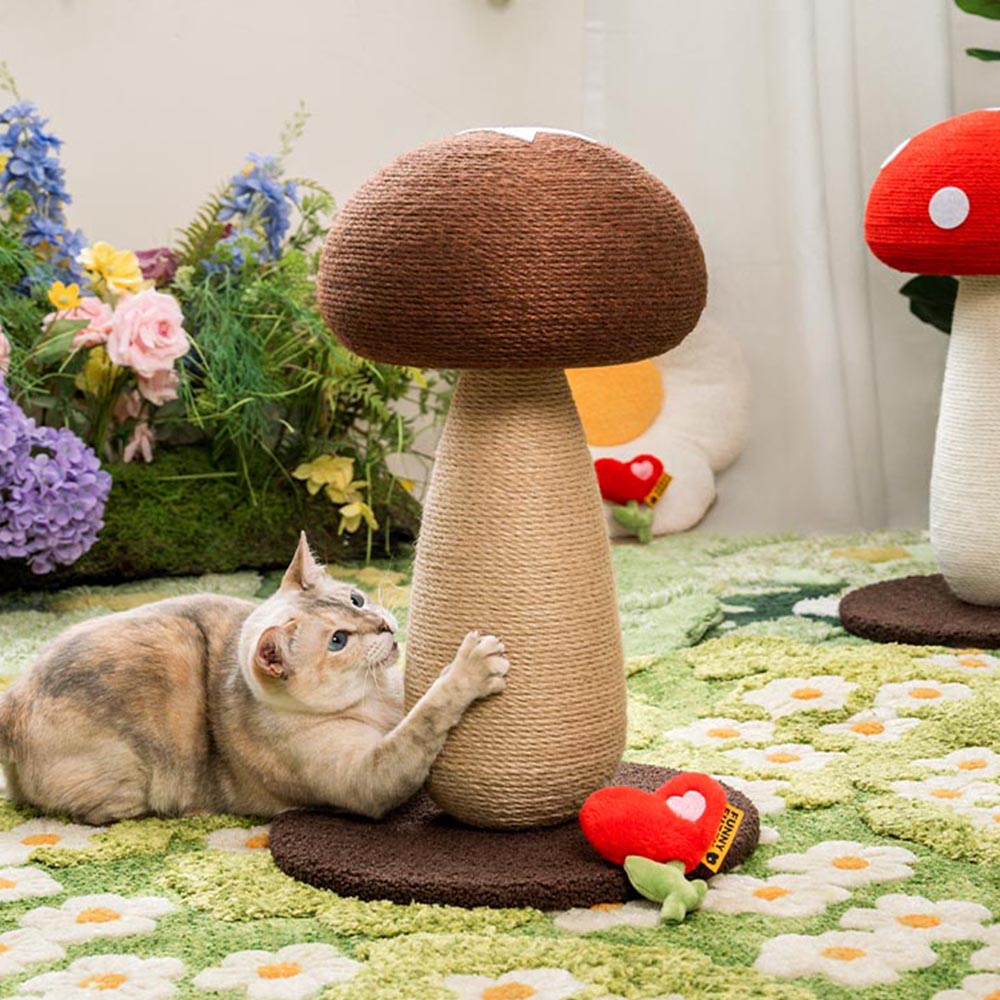 Posta di graffi di sisal naturale a forma di funghi per gatti di grandi dimensioni