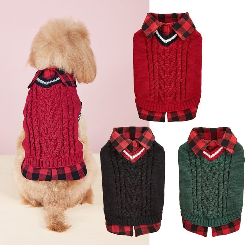 Gilet pull en tricot torsadé pour chien, parfait pour l'automne et l'hiver