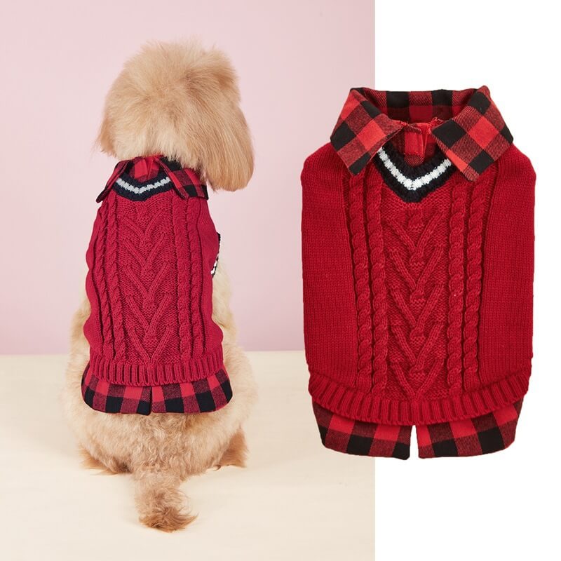 Gilet pull en tricot torsadé pour chien, parfait pour l'automne et l'hiver