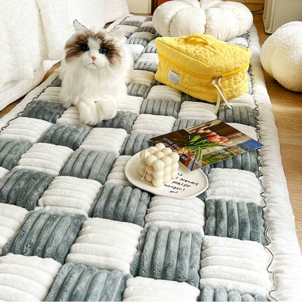 Cubierta de sofá de cama con colmena para mascotas de color cuadrado de color cuadrado de color crema de color crema