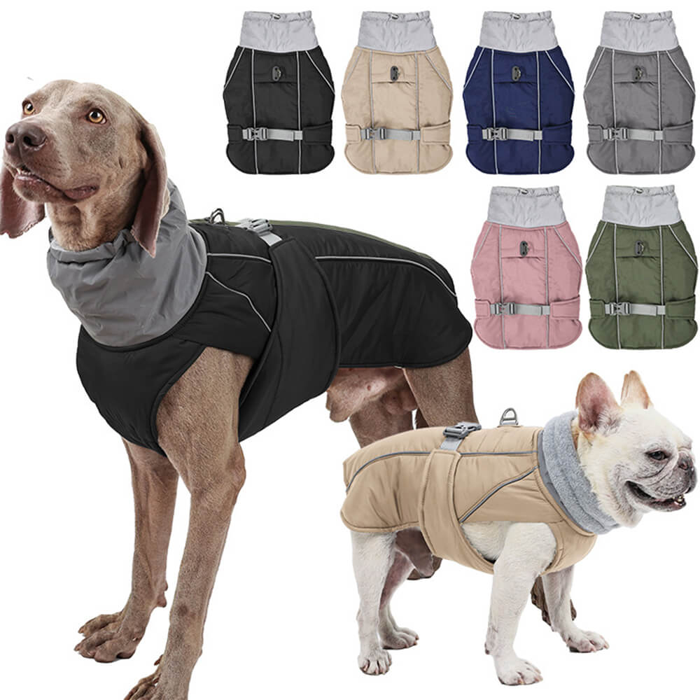 Veste épaisse réfléchissante imperméable et chaude à col haut pour chien