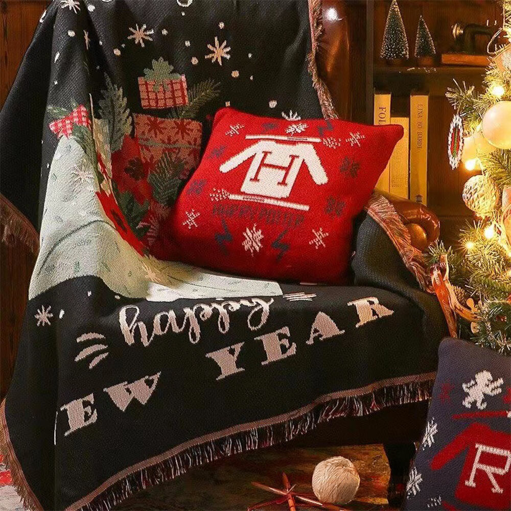 Christmas Knitted Jacquard Multifunctional Decorative Throw Blanket