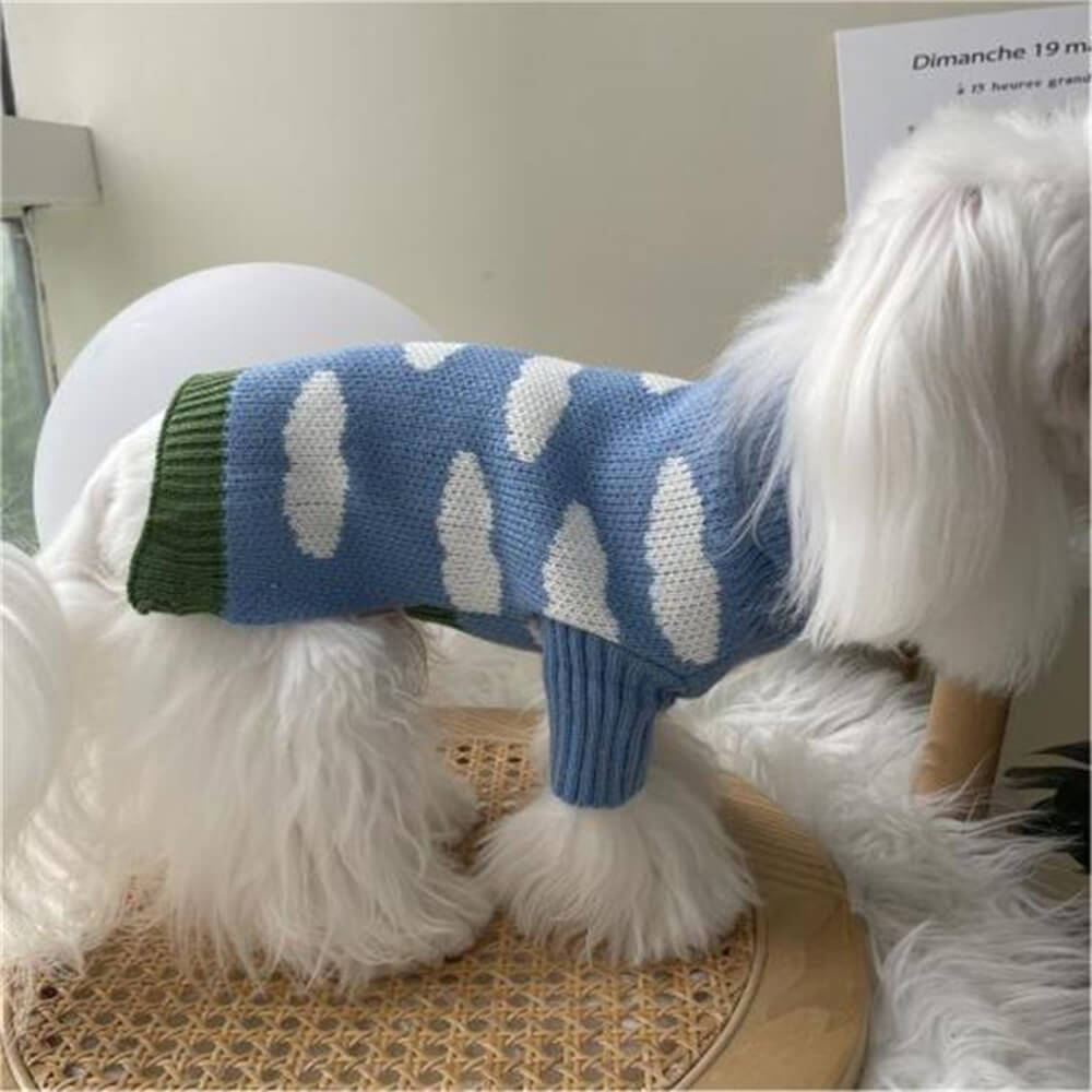 Sky Cloud Warm Turtleneck Dog Sweater Matching Socks For Dogs And Owners